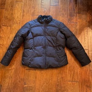 Black quilted down jacket
